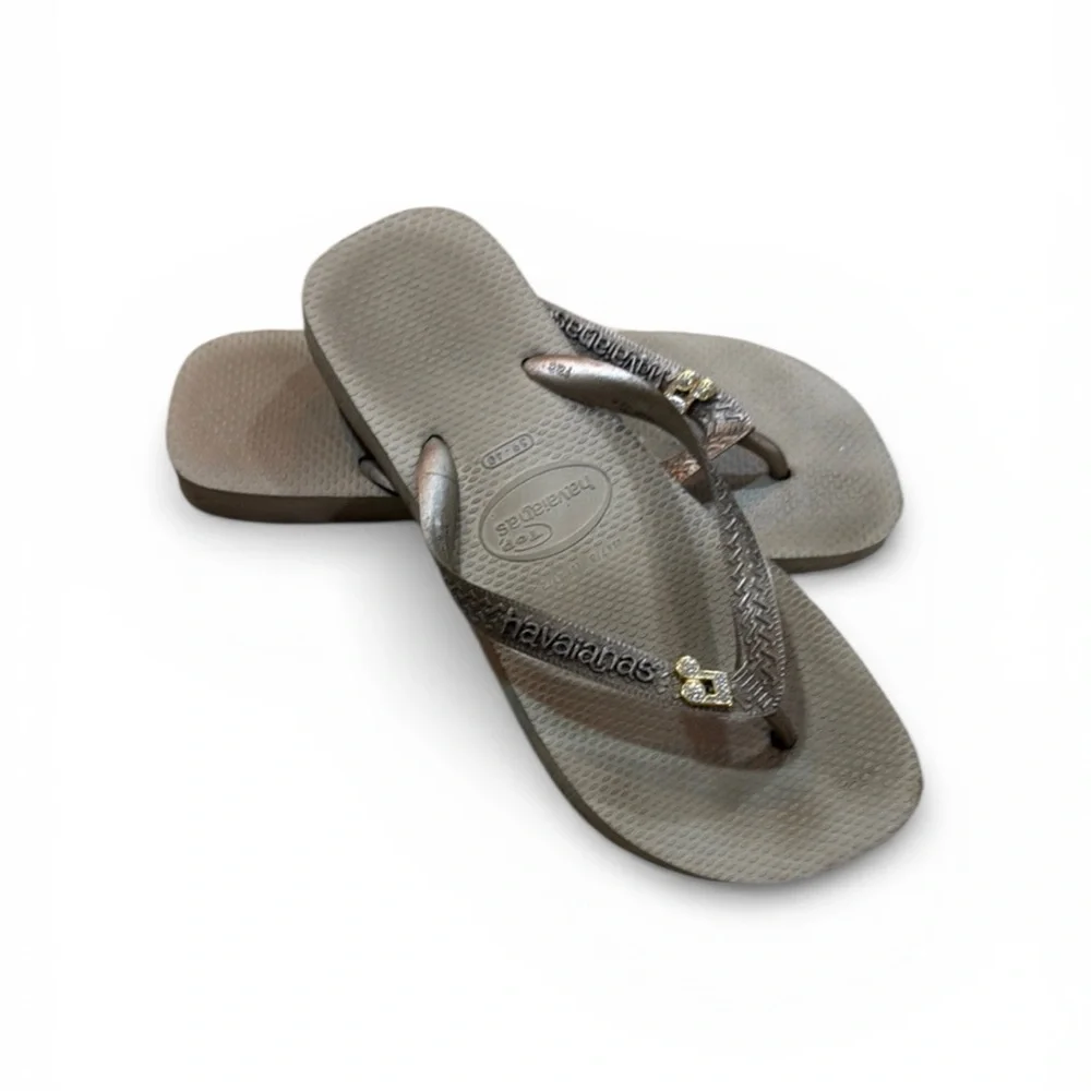 Havaianas Women’s Top Tiras Flip Flops Rose Metallic Size 9